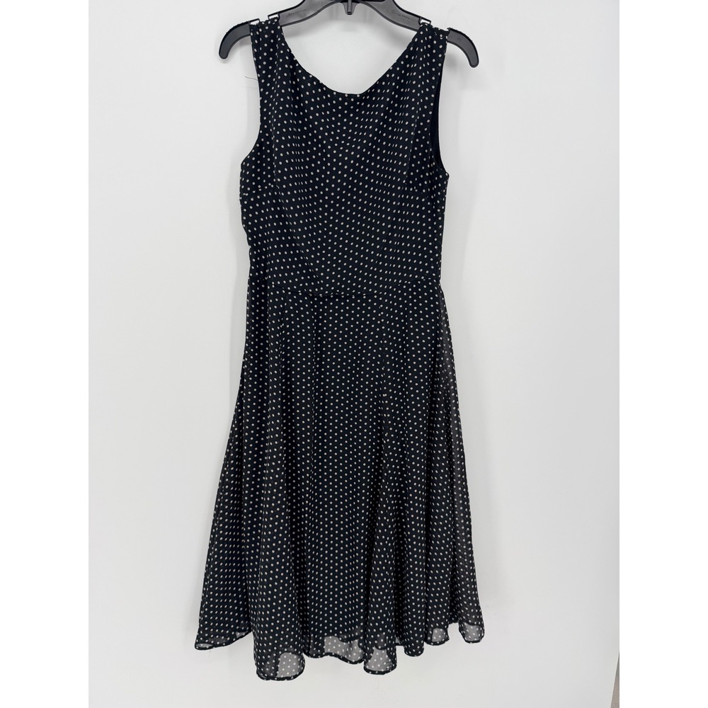 Betsey Johnson Fit and Flare Dress 2 Black EUC Polka Dot Retro Rockabilly Pinup